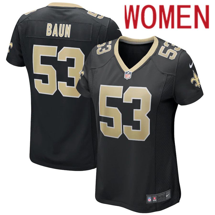 Women New Orleans Saints #53 Zack Baun Nike Black Game NFL Jersey->women nfl jersey->Women Jersey